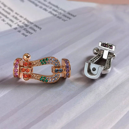 [Sparkle]FORCE GROSSES HUFEISEN FARBIGER DIAMANTEN-ARMREIF – ROSÉGOLD