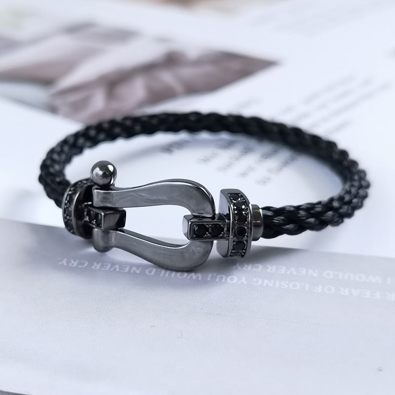 [sparkle Jewelry ]FORCE LARGE SERIES HORSESHOE BLACK SAMURAI BRACELET