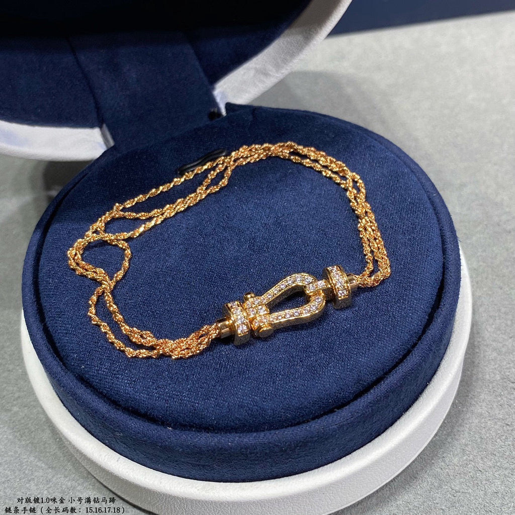 [sparkle Jewelry ]FORCE SMALL HORSESHOE  DIAMOND CHAIN ROPE BRACELET