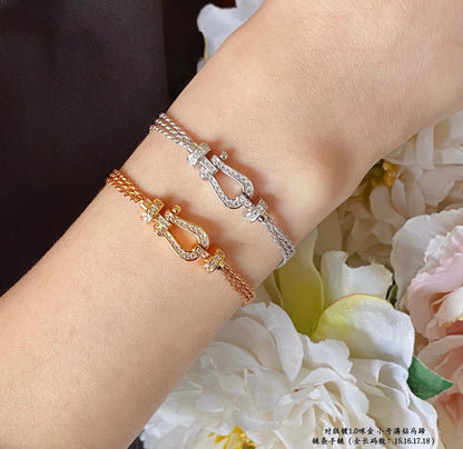 [sparkle Jewelry ]FORCE SMALL HORSESHOE  DIAMOND CHAIN ROPE BRACELET