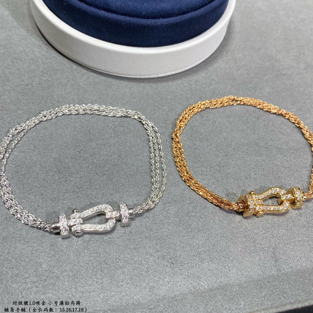 [sparkle Jewelry ]FORCE SMALL HORSESHOE  DIAMOND CHAIN ROPE BRACELET
