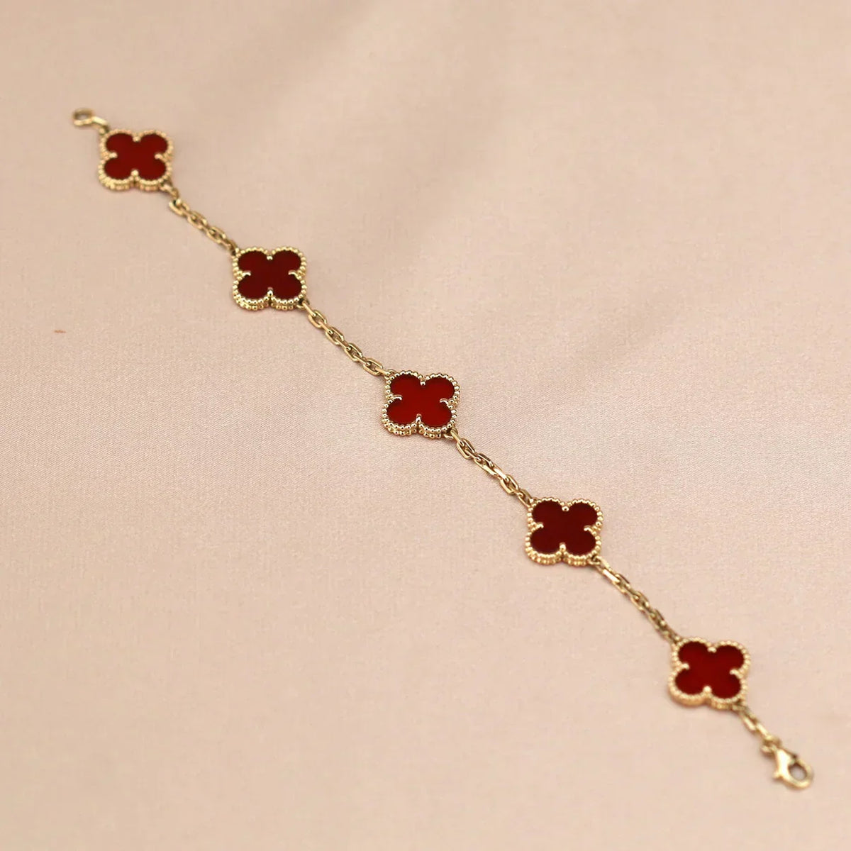 [sparkle Jewelry ] CLOVER 5 MOTIF RED CORNELIAN BRACELET COLLECTION