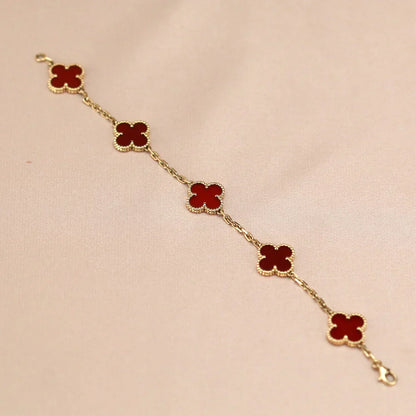 [sparkle Jewelry ] CLOVER 5 MOTIF RED CORNELIAN BRACELET COLLECTION