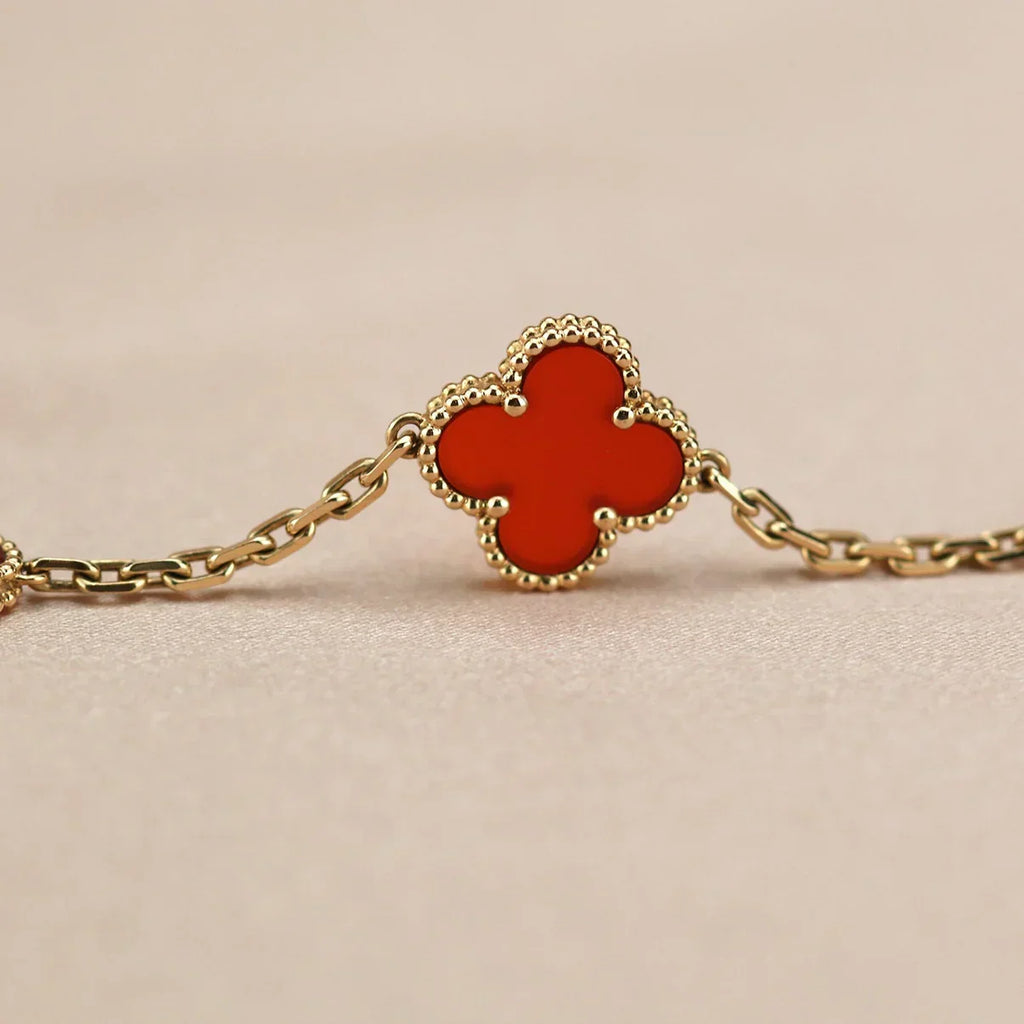 [sparkle Jewelry ] CLOVER 5 MOTIF RED CORNELIAN BRACELET COLLECTION