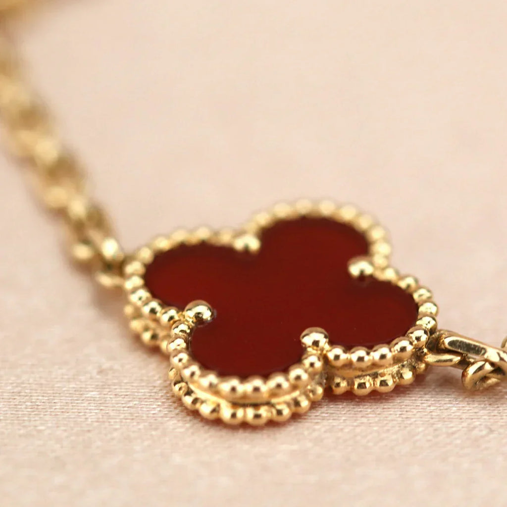 [sparkle Jewelry ] CLOVER 5 MOTIF RED CORNELIAN BRACELET COLLECTION