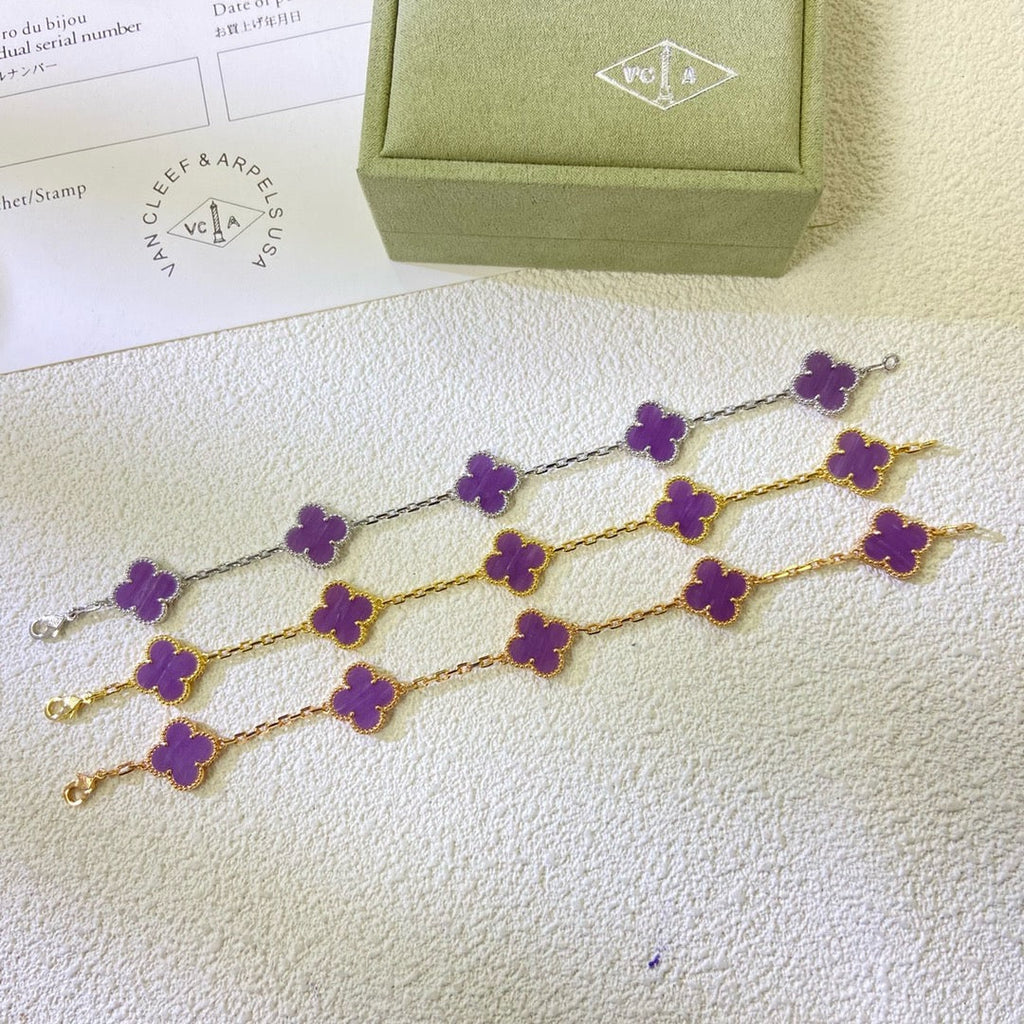 [sparkle Jewelry ]CLOVER  5 MOTIFS  PURPLE VIOLET BRACELET