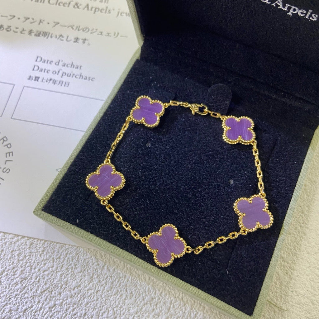 [sparkle Jewelry ]CLOVER  5 MOTIFS  PURPLE VIOLET BRACELET