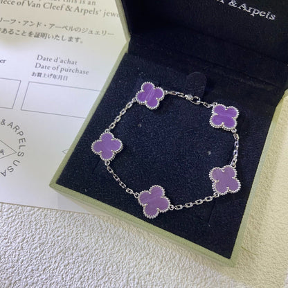 [sparkle Jewelry ]CLOVER  5 MOTIFS  PURPLE VIOLET BRACELET