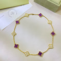[sparkle Jewelry ]CLOVER 10 MOTIFS  PURPLE VIOLET DIAMOND NECKLACE