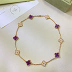 [sparkle Jewelry ]CLOVER 10 MOTIFS  PURPLE VIOLET DIAMOND NECKLACE