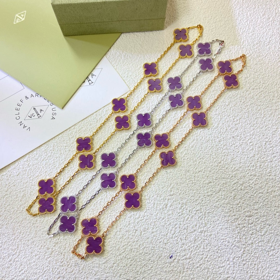 [sparkle Jewelry ]CLOVER 10 MOTIFS  PURPLE VIOLET  NECKLACE
