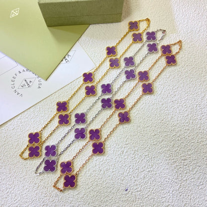 [sparkle Jewelry ]CLOVER 10 MOTIFS  PURPLE VIOLET  NECKLACE