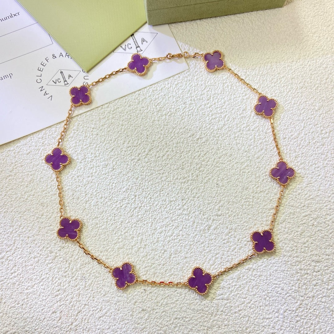 [sparkle Jewelry ]CLOVER 10 MOTIFS  PURPLE VIOLET  NECKLACE