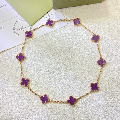 [sparkle Jewelry ]CLOVER 10 MOTIFS  PURPLE VIOLET  NECKLACE