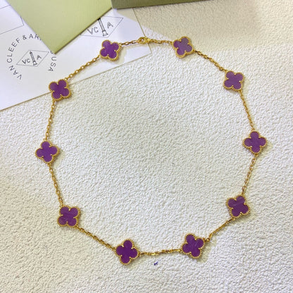 [sparkle Jewelry ]CLOVER 10 MOTIFS  PURPLE VIOLET  NECKLACE
