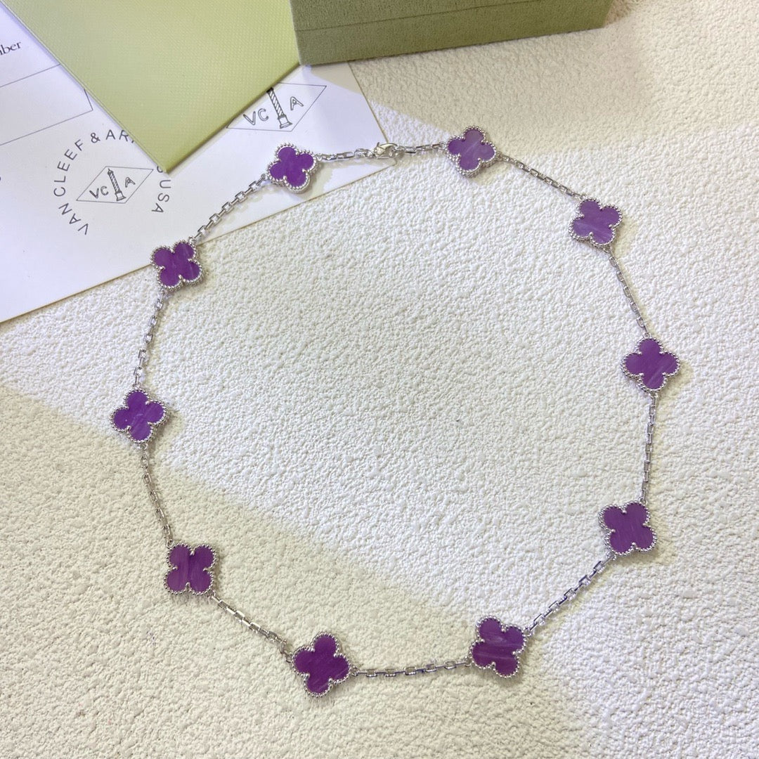[sparkle Jewelry ]CLOVER 10 MOTIFS  PURPLE VIOLET  NECKLACE