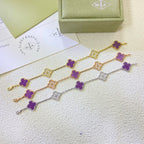 [sparkle Jewelry ]CLOVER  5 MOTIFS  PURPLE VIOLET DIAMOND BRACELET