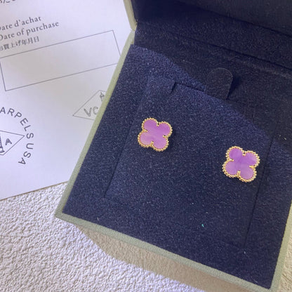 [sparkle Jewelry ]CLOVER MINI 9.5MM  PURPLE VIOLET EARRINGS