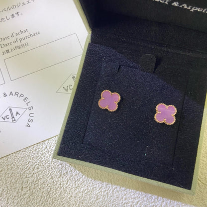 [sparkle Jewelry ]CLOVER MINI 9.5MM  PURPLE VIOLET EARRINGS