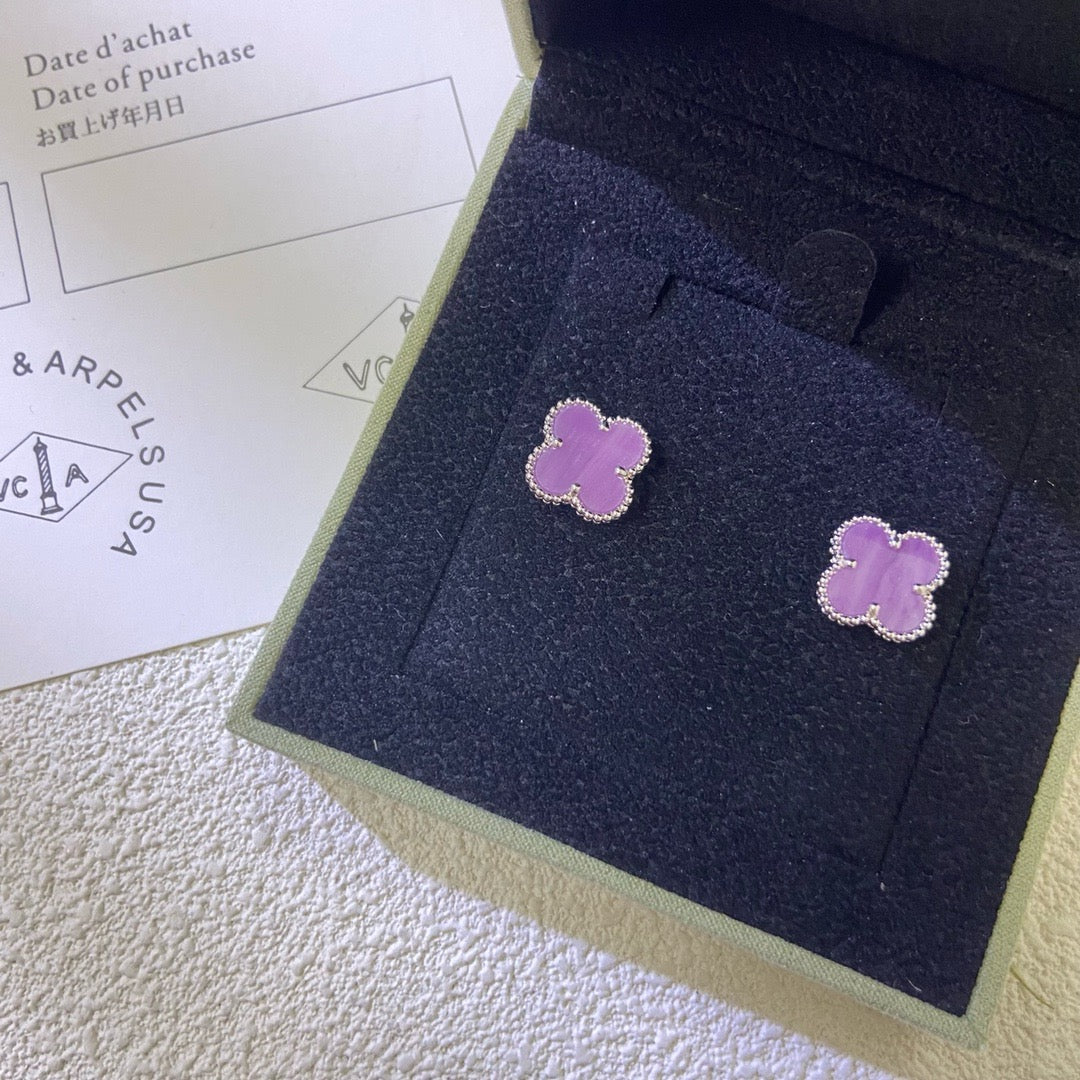 [sparkle Jewelry ]CLOVER MINI 9.5MM  PURPLE VIOLET EARRINGS