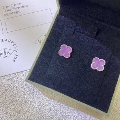 [sparkle Jewelry ]CLOVER MINI 9.5MM  PURPLE VIOLET EARRINGS