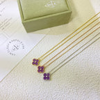 [sparkle Jewelry ]CLOVER 15MM DIAMOND  PURPLE VIOLET NECKLACE