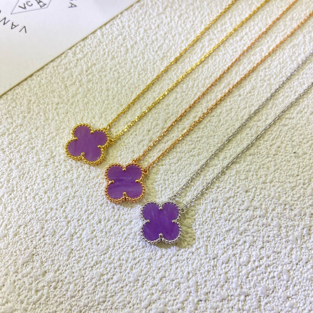 [sparkle Jewelry ]CLOVER 15MM  PURPLE VIOLET NECKLACE