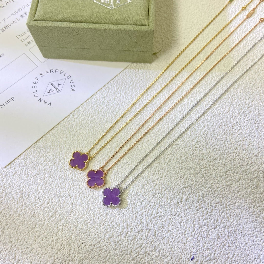 [sparkle Jewelry ]CLOVER 15MM  PURPLE VIOLET NECKLACE
