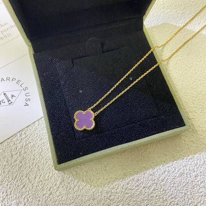 [sparkle Jewelry ]CLOVER 15MM  PURPLE VIOLET NECKLACE