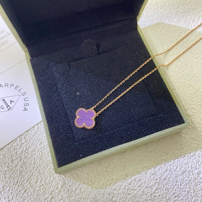 [sparkle Jewelry ]CLOVER 15MM  PURPLE VIOLET NECKLACE