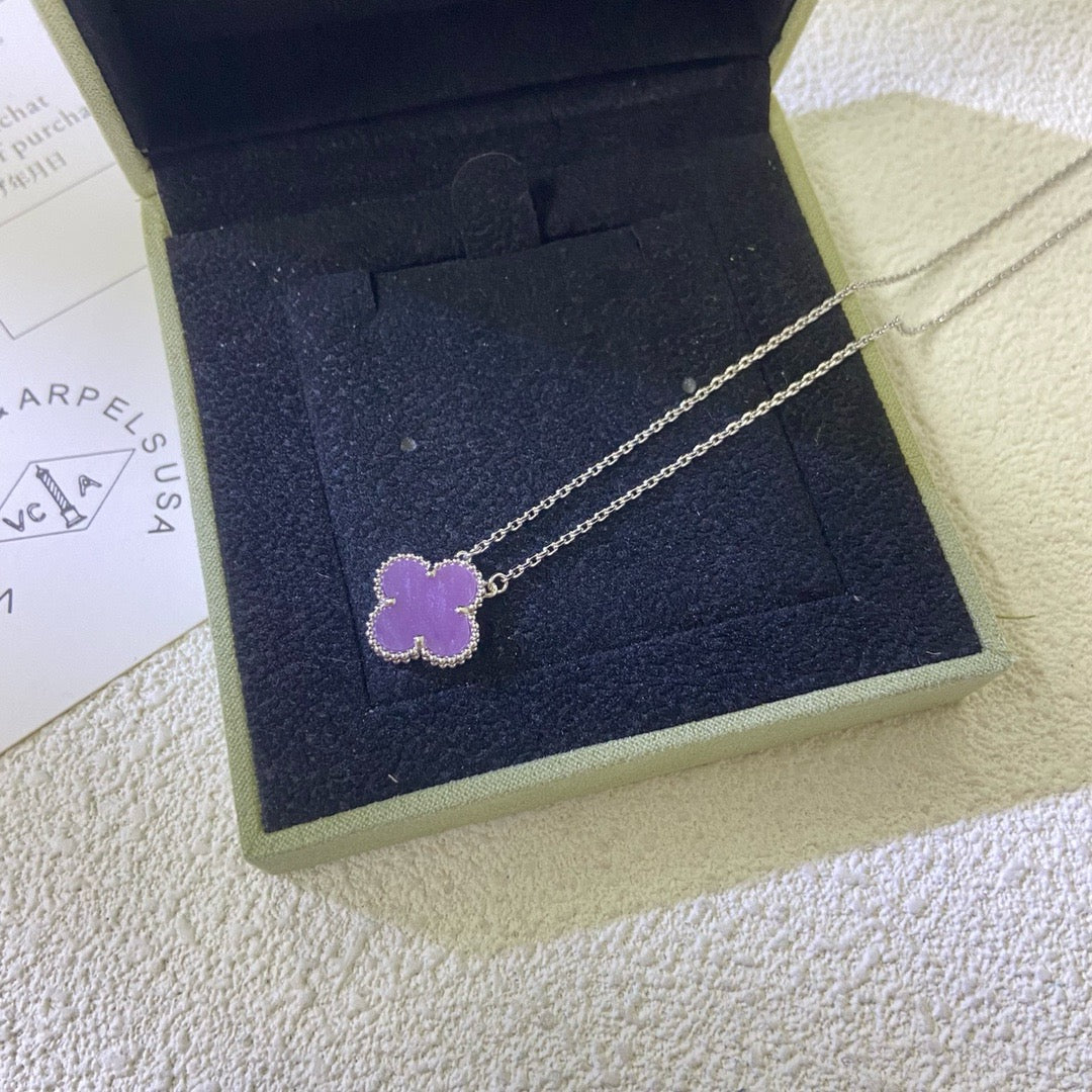 [sparkle Jewelry ]CLOVER 15MM  PURPLE VIOLET NECKLACE