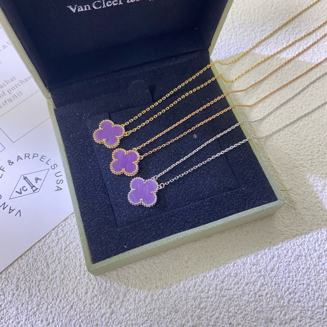 [sparkle Jewelry ]CLOVER 15MM  PURPLE VIOLET NECKLACE