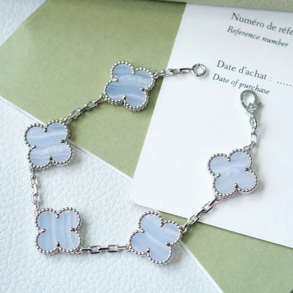 [Sparkle]LUCKY CLOVER 5-MOTIF-ARMBAND - PURPLE CHALCEDONY KOLLEKTION