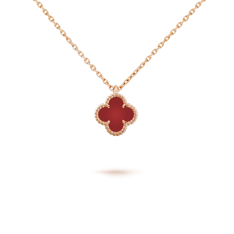 [sparkle Jewelry ]CLOVER MINI 9.5MM WHITE CARNELIANS NECKLACE