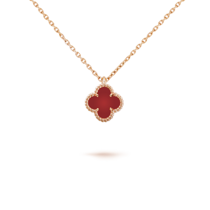 [sparkle Jewelry ]CLOVER MINI 9.5MM WHITE CARNELIANS NECKLACE