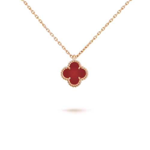 [sparkle Jewelry ]CLOVER MINI 9.5MM WHITE CARNELIANS NECKLACE