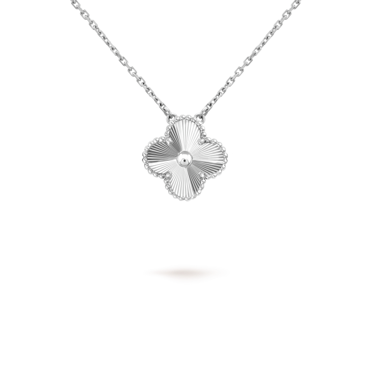 [Sparkle]15MM KLEEBLATT ANHÄNGER HALSKETTE WEISSGOLD KOLLEKTION