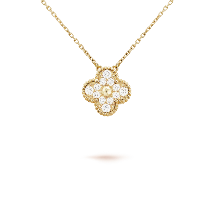 [sparkle Jewelry ]CLOVER 15MM DIAMOND SINGLE FLOWER NECKLACE