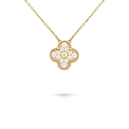 [sparkle Jewelry ]CLOVER 15MM DIAMOND SINGLE FLOWER NECKLACE