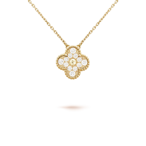 [sparkle Jewelry ]CLOVER 15MM DIAMOND SINGLE FLOWER NECKLACE