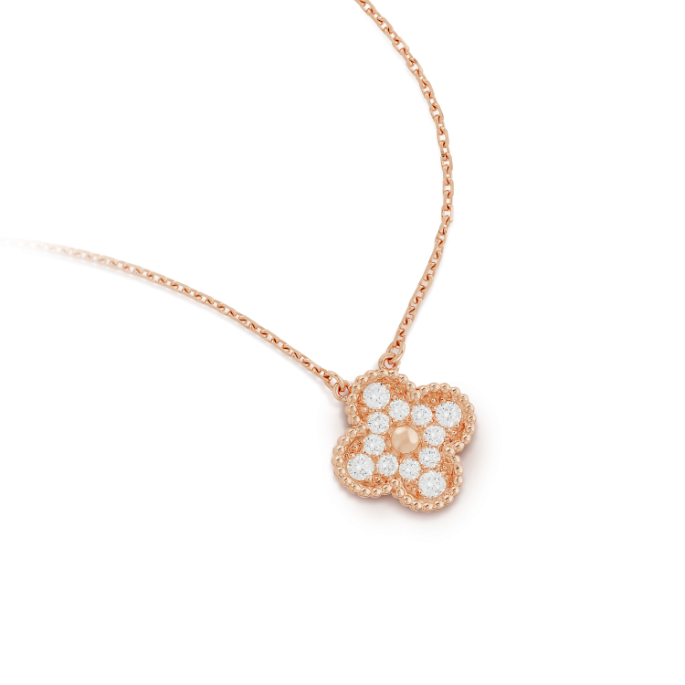 [sparkle Jewelry ]CLOVER 15MM DIAMOND SINGLE FLOWER NECKLACE