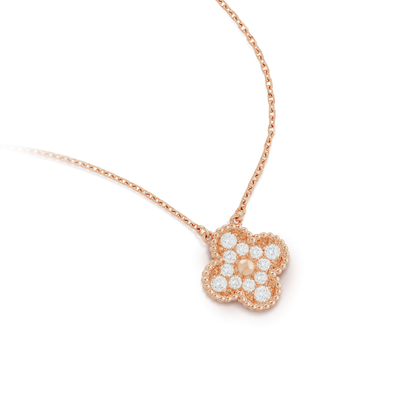 [sparkle Jewelry ]CLOVER 15MM DIAMOND SINGLE FLOWER NECKLACE