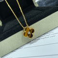 [sparkle Jewelry ]CLOVER 15MM DIAMOND AND YELLOW TIGER'S EYE AGATE necklace