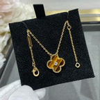 [sparkle Jewelry ]CLOVER 15MM DIAMOND AND YELLOW TIGER'S EYE AGATE necklace