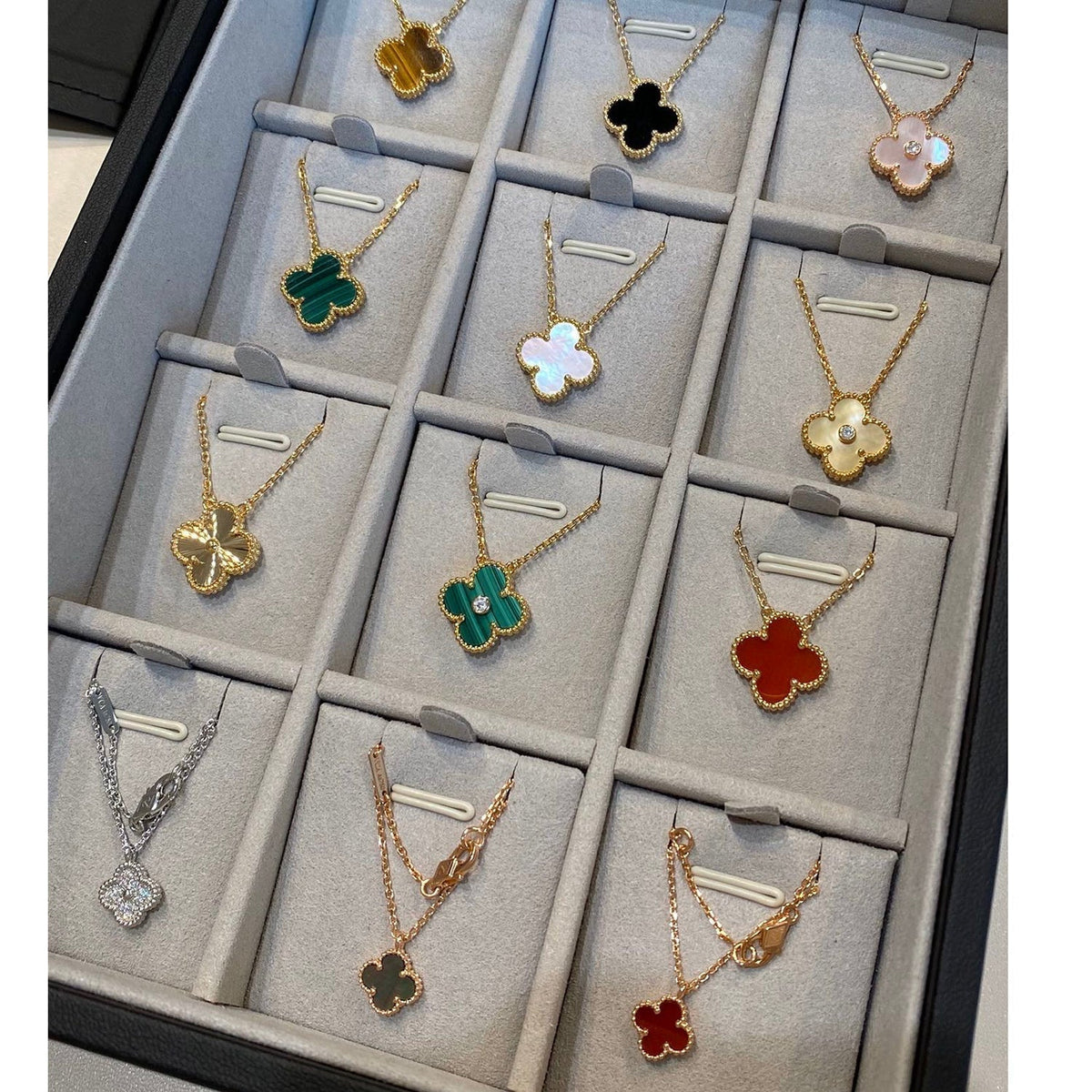[sparkle Jewelry ]CLOVER 15MM DIAMOND SINGLE FLOWER NECKLACE