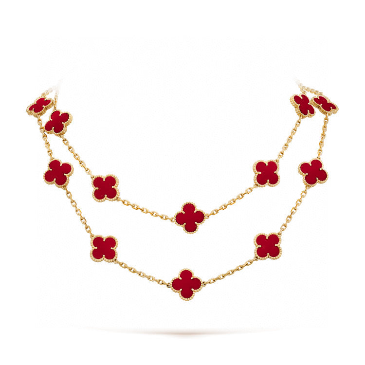 [sparkle Jewelry ]CLOVER 20 MOTIFS CARNELIAN NECKLACE