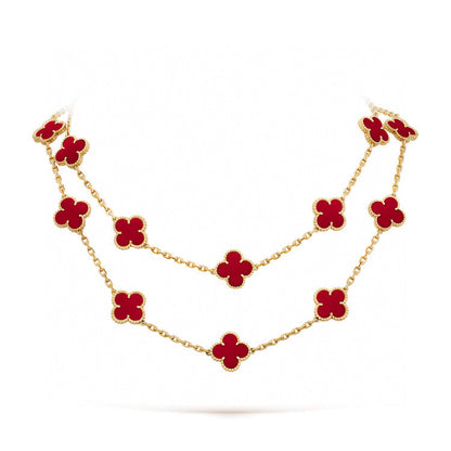 [sparkle Jewelry ]CLOVER 20 MOTIFS CARNELIAN NECKLACE