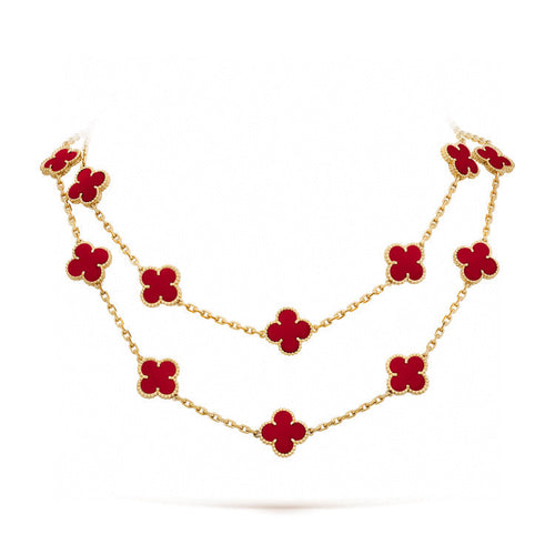 [sparkle Jewelry ]CLOVER 20 MOTIFS CARNELIAN NECKLACE