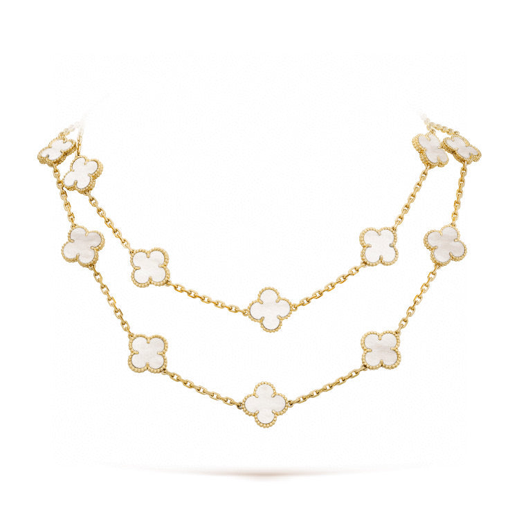 [sparkle Jewelry ]CLOVER 20 MOTIFS WHITE MOP NECKLACE