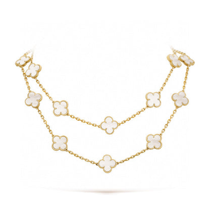 [sparkle Jewelry ]CLOVER 20 MOTIFS WHITE MOP NECKLACE